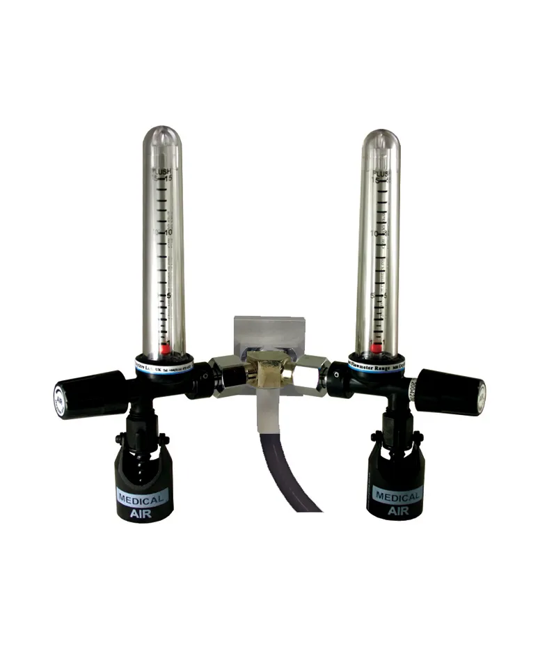Compact twin Flowmeter 0-15 Litres Per Min Medical air 4 bar Universal rail mounted