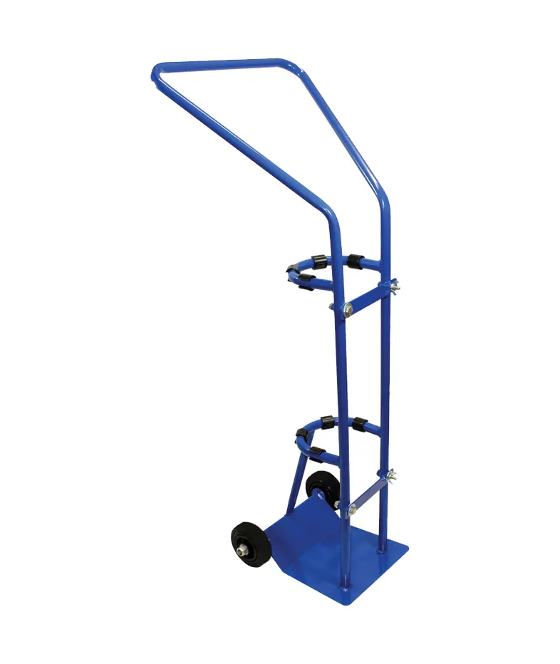 Tubular steel cylinder trolley for E sized cylinders