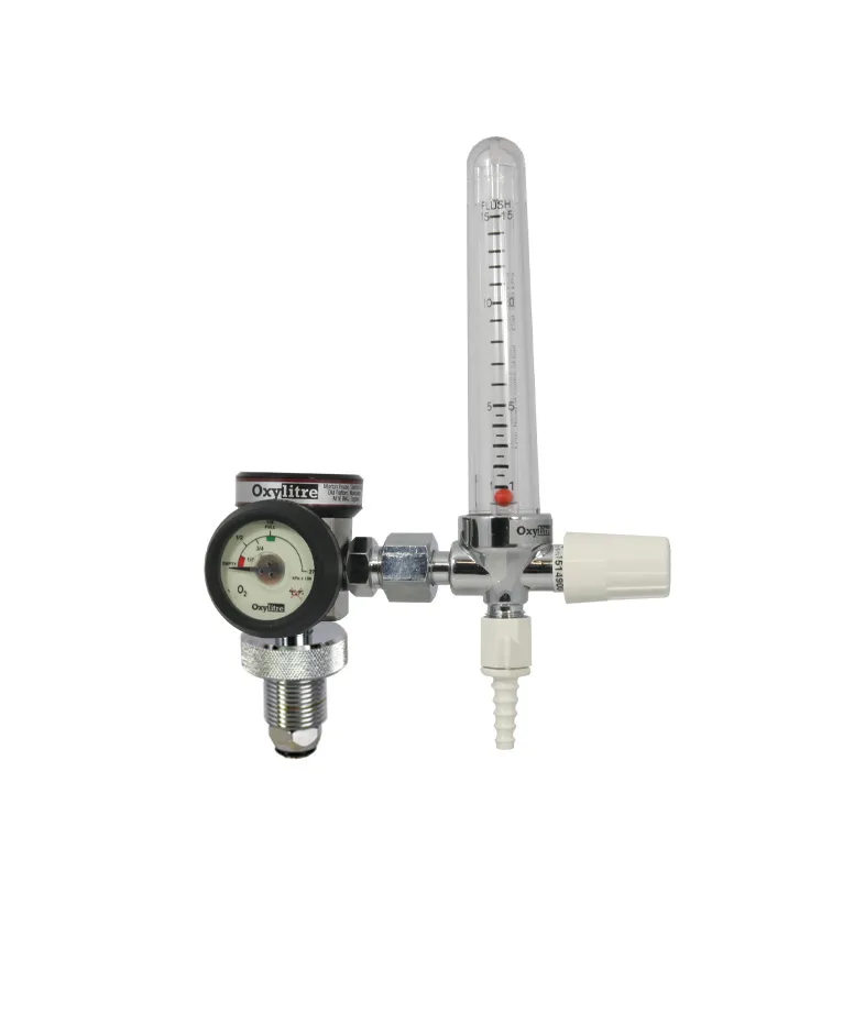 Compact Regulator and brass flowmeter oxygen 0-15 litres per min