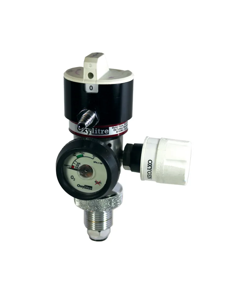 Compact Select-A-Flow Regulator complete with british standard self sealing valve and bullnose cylinder fitting