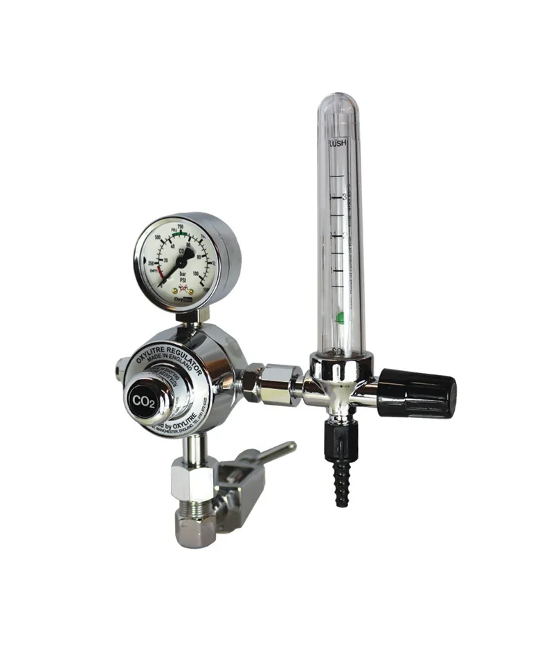 Medical Pressure Regulator & Flowmeter C02 0-3lpm BS 341 No. 8 Male Cylinder Fitting