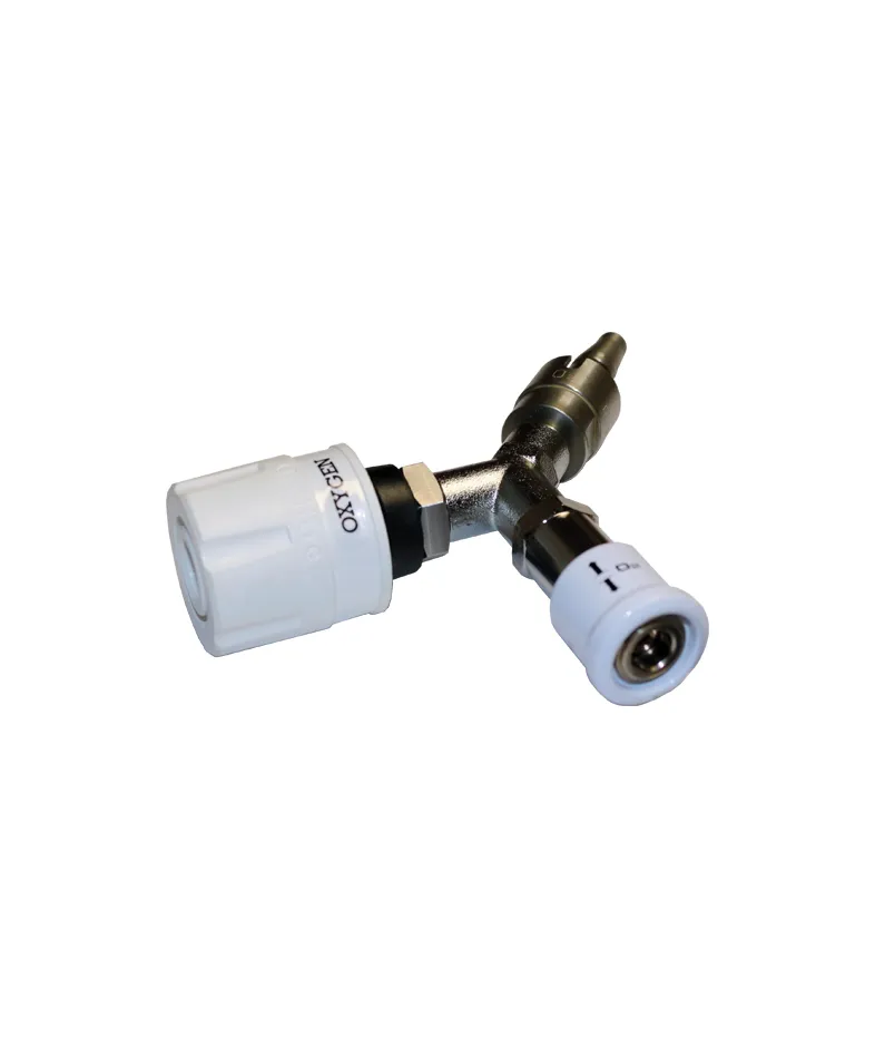 Oxygen twin y adaptor with mini self sealing valve