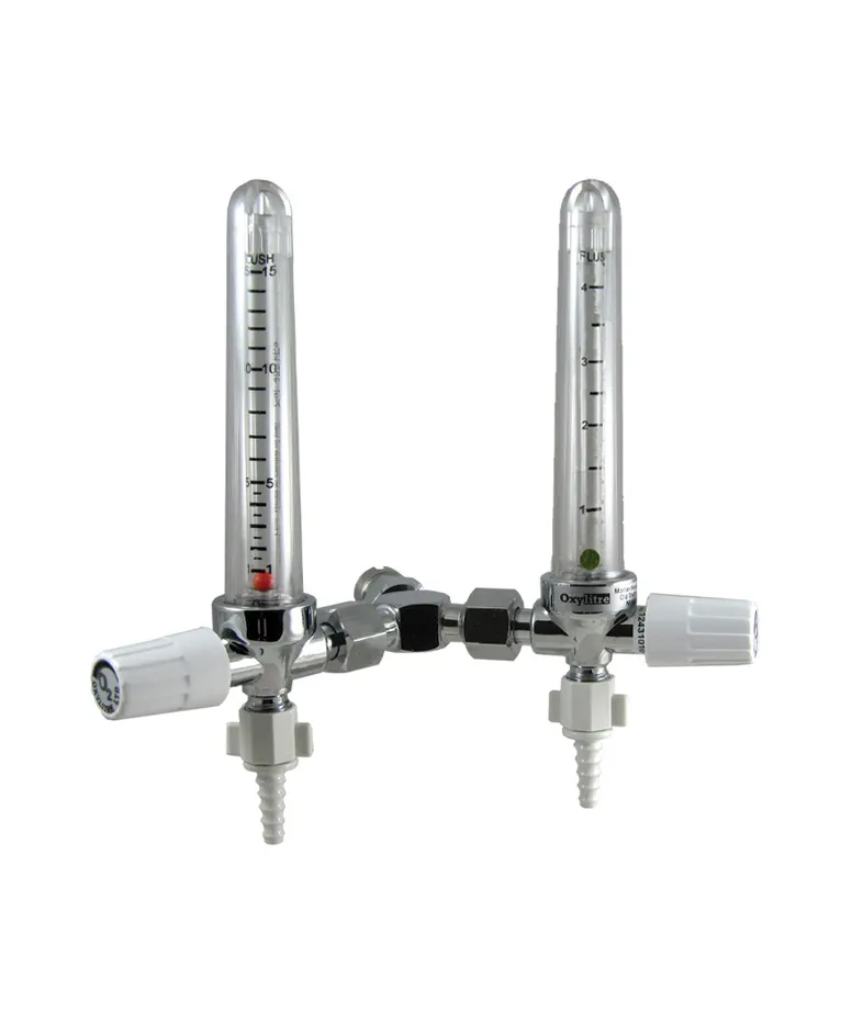 Twin Standard Pipeline Flowmeter oxygen 0-15 and 0-4 lpm