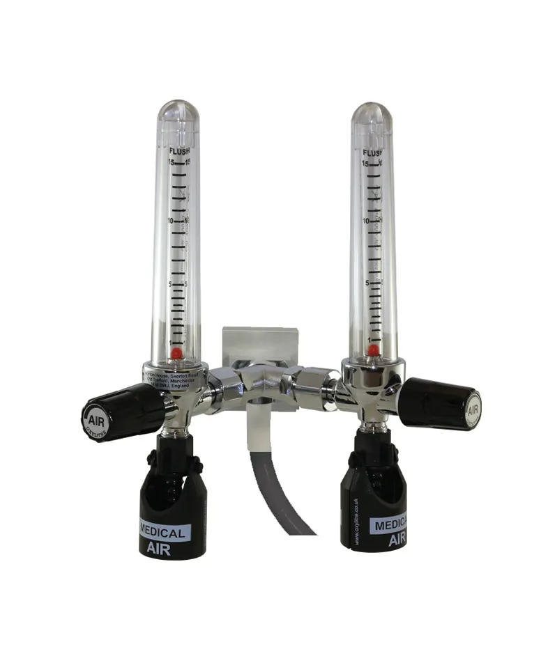Standard twin Flowmeter rail mounted 0-15 Litres Per Min Medical Air 4 bar