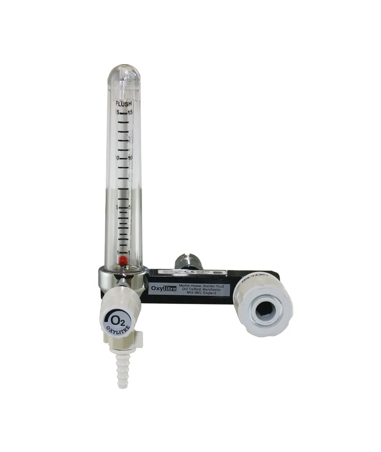 Standard Twin Back Bar Configuration Flowmeter Oxygen 0-15Lpm and self sealing valve