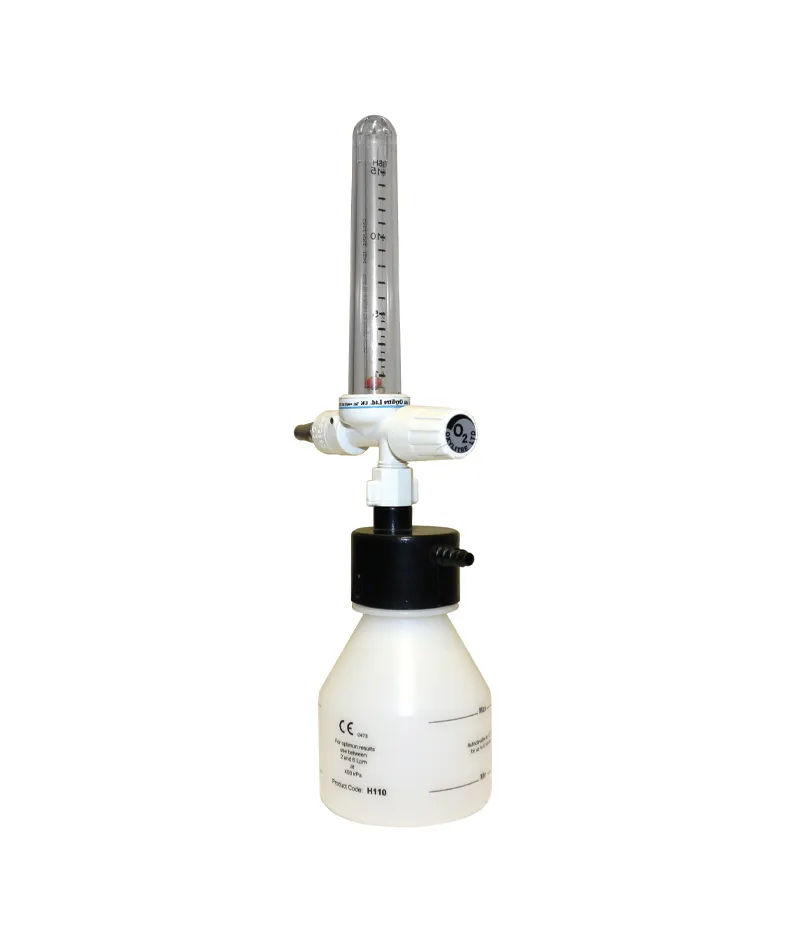 Compact single Flowmeter 0-15 Litres Per Min Oxygen complete with humidifier bottle