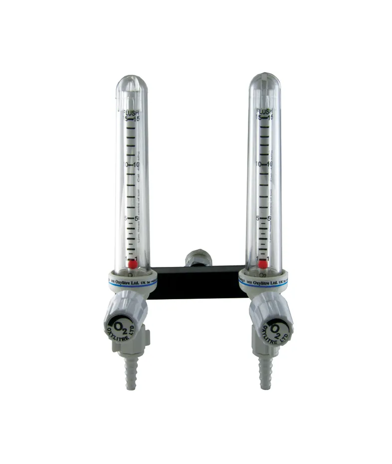 Compact Twin Back Bar Configuration Flowmeters Oxygen 0-15Lpm