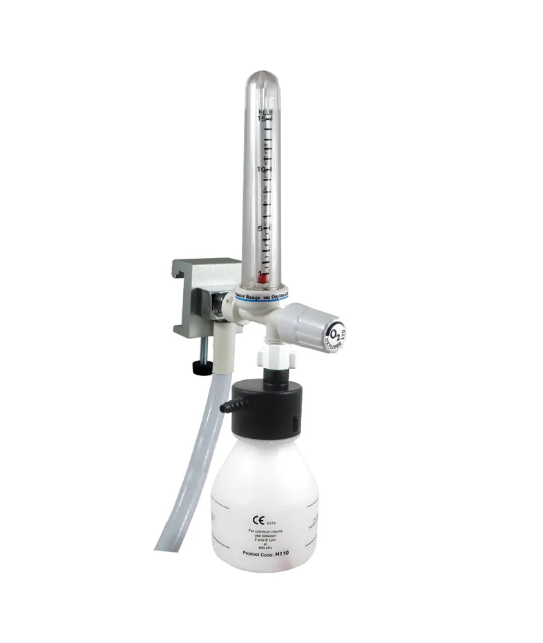 Compact single Flowmeter 0-15 Litres Per Min Oxygen complete with humidifier bottle assembly Universal rail mounted