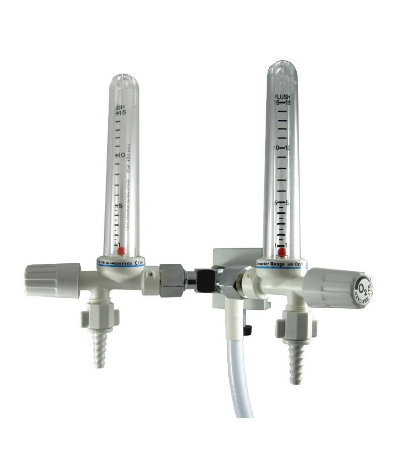 Compact twin Flowmeter 0-15 Litres Per Min Oxygen Universal rail mounted