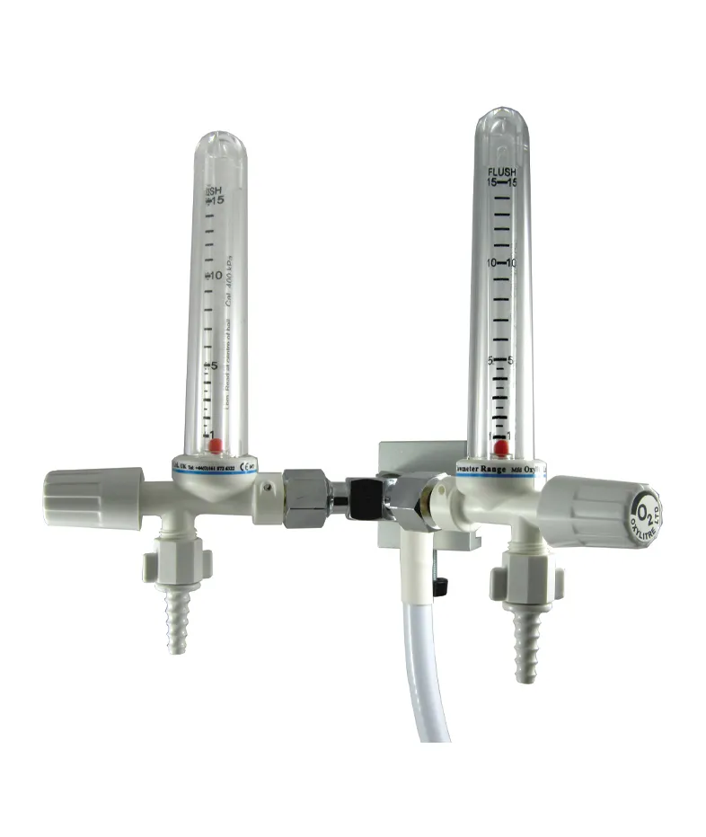 Twin Pipeline Flowmeter Rail Mounted Oxygen 0-15lpm