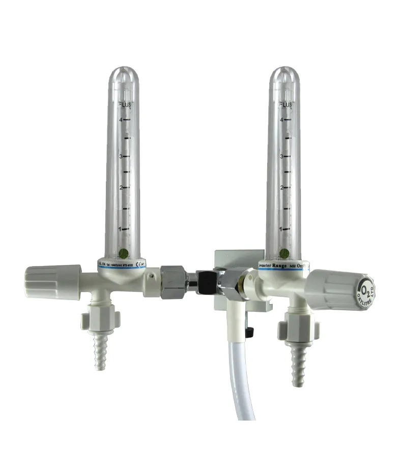 Compact twin Flowmeter 0-4 Litres Per Min Oxygen Universal rail mounted