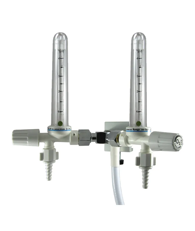 Twin Pipeline Flowmeter Rail Mounted Oxygen 0-4lpm