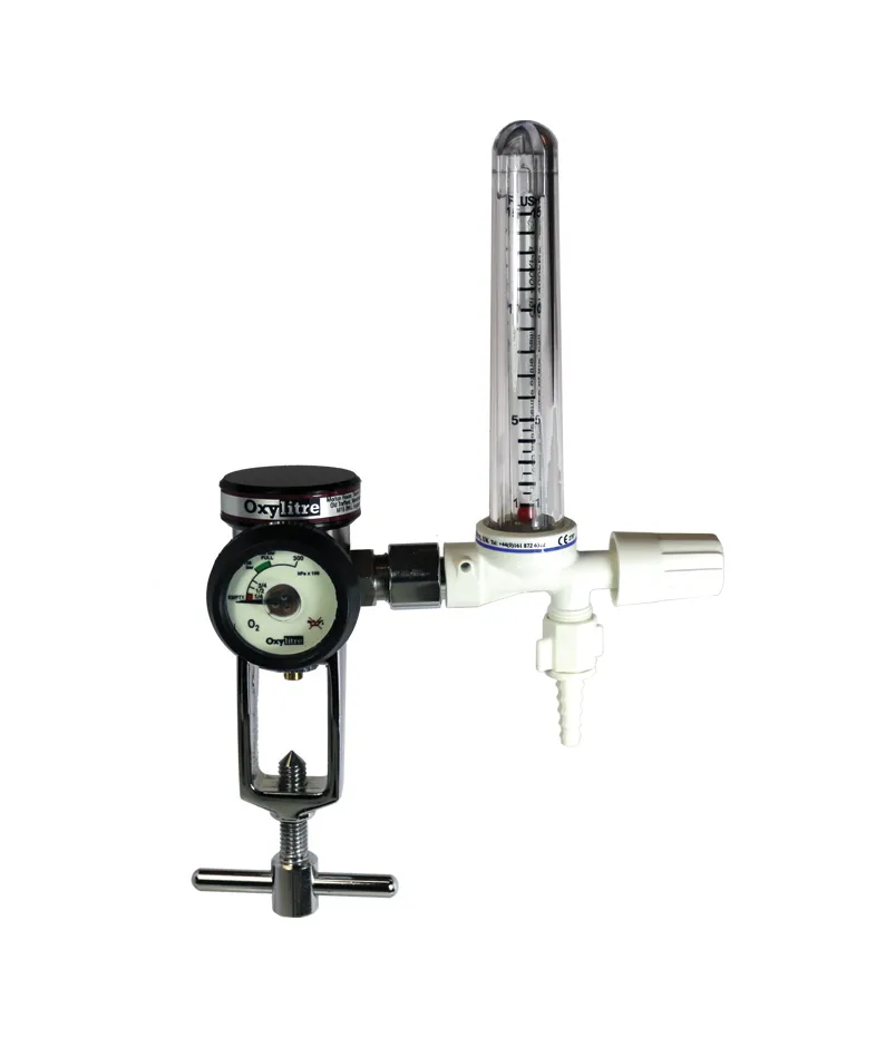 Compact Regulator Complete with Moulded flowmeter, Oxygen 0-15lpm Pin-Index fitting