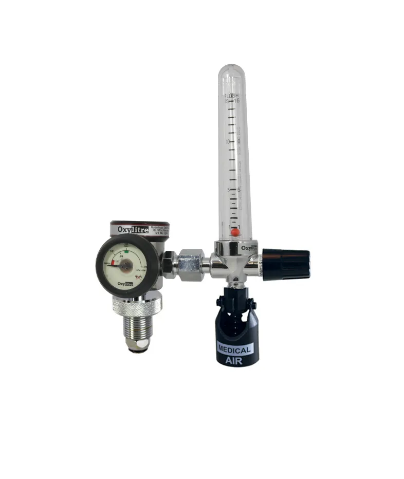 Compact Regulator Complete with brass chrome plated flowmeter, Air 0-15lpm