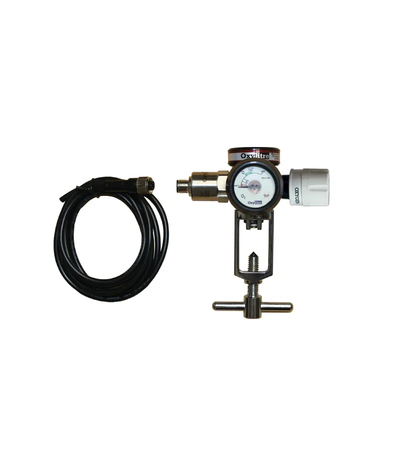 138 Bar Compact Regulator Pin-Index Complete with High Pressure Sensor and Self Sealing Valve Oxygen