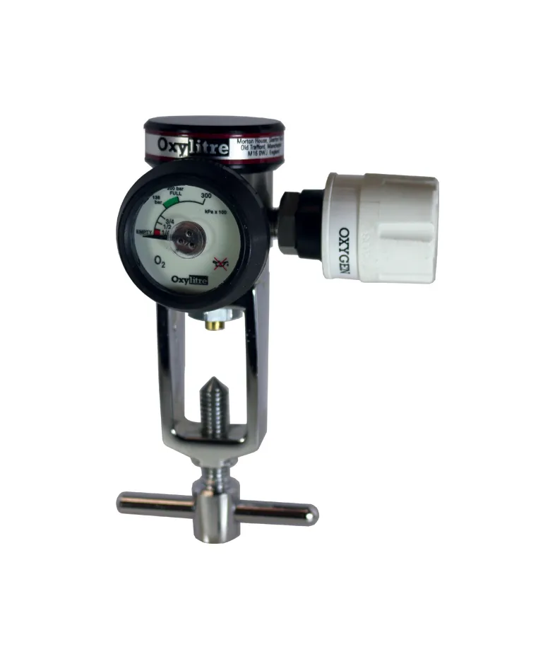 Compact Regulator complete with British Standard self sealing valve and Pin-Index cylinder fitting