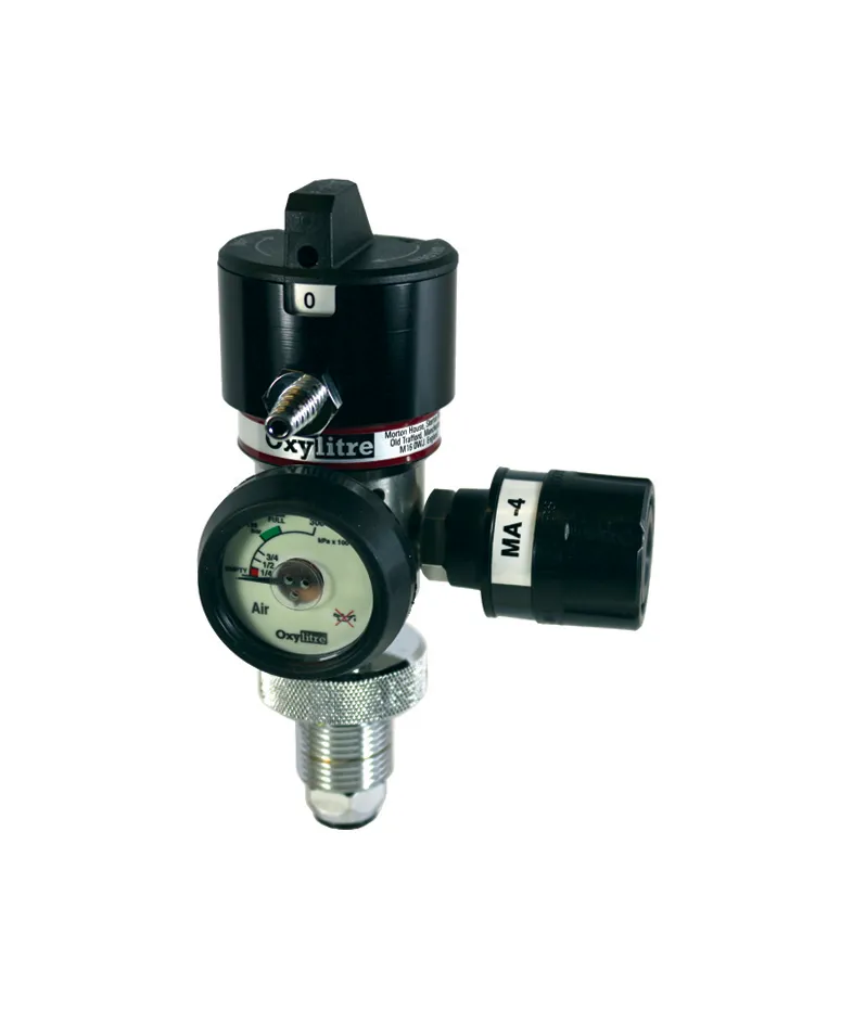 Compact Select-A-Flow Regulator 0-15lpm and Self Sealing Valve Air Bullnose