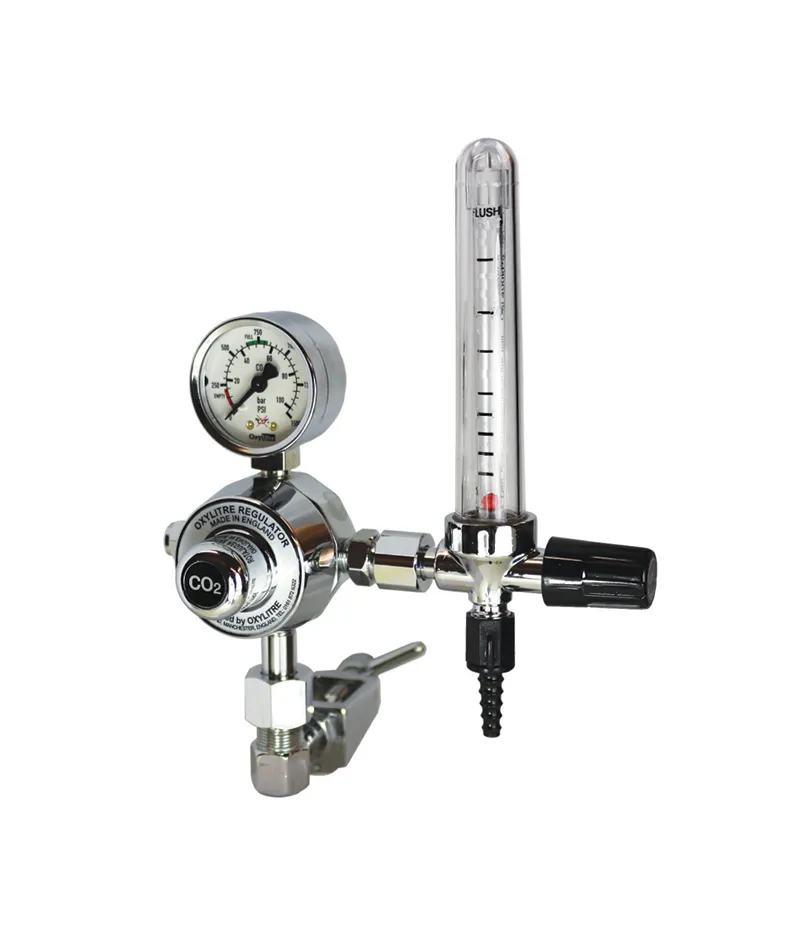 Regulator & Flowmeter C02 0-12lpm BS 341 No. 8 Male Cylinder Fitting