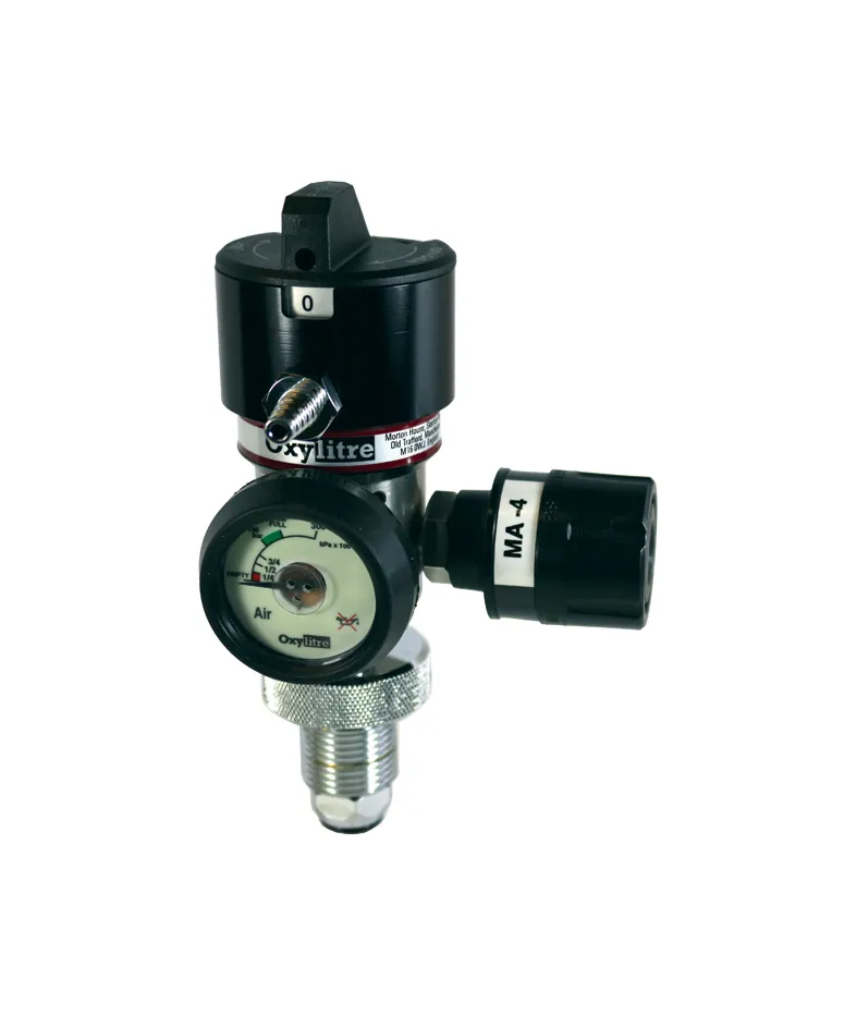 200 Bar Compact Select-A-Flow Regulator 0-15lpm and Self Sealing Valve Air Bullnose Cylinder Fitting